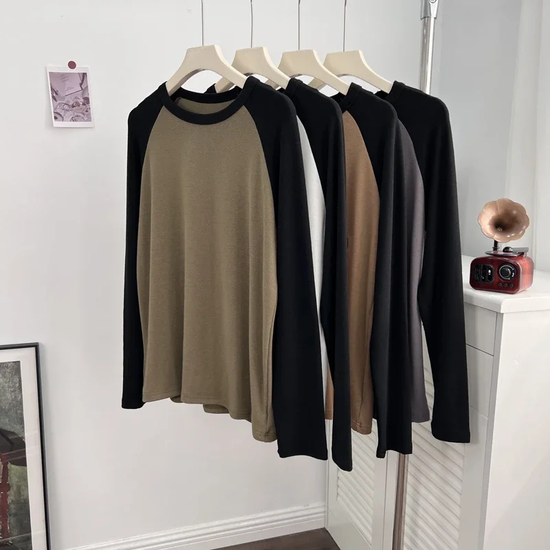 LangMao Color Blocking Long Sleeved T-shirt In Autumn, Loose Slimming Round Neck T Shirt
LangMao Color Blocking Long Sleeved T-shirt In Autumn, Loose Slimming Round Neck T Shirt