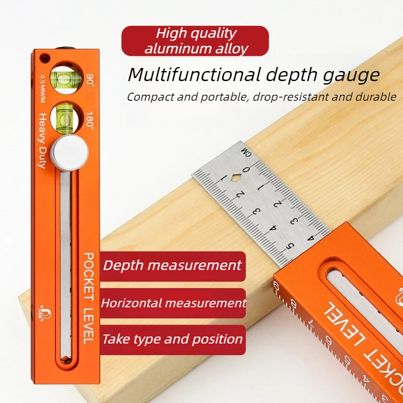 Telescopic Depth Measuring Ruler Portable Pocket Rulers Carpentry Positioning Marker Ruler Multifunctional Level Measuring Tools
Telescopic Depth Measuring Ruler Portable Pocket Rulers Carpentry Positioning Marker Ruler Multifunctional Level Measuring Tools