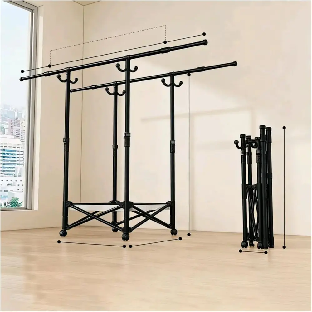 Durable Carbon Steel Folding Drying Rack with 4 Casters, Portable for Indoor or Outdoor Use, Black
Durable Carbon Steel Folding Drying Rack with 4 Casters, Portable for Indoor or Outdoor Use, Black