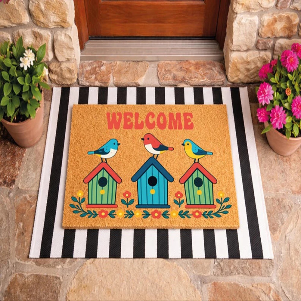 Colorful Birdhouse Doormat Welcome Mat with Birds Spring Floral Entryway Non Slip Absorbent Rug Scandinavian Style Door Mat
Colorful Birdhouse Doormat Welcome Mat with Birds Spring Floral Entryway Non Slip Absorbent Rug Scandinavian Style Door Mat