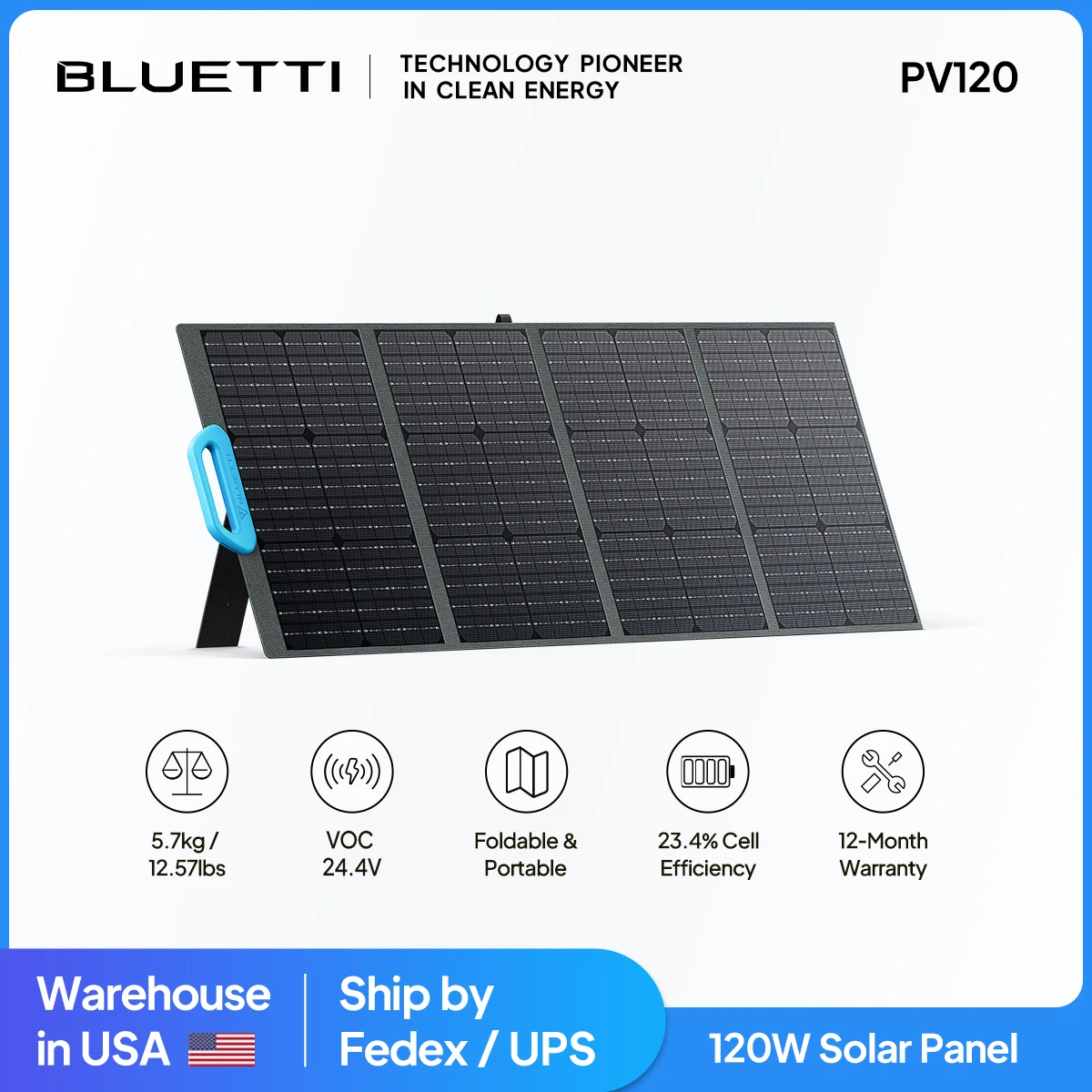 US Stock BLUETTI PV120 PV120D 120W Portable Solar Panel VOC 24.4V Panel Solar Foldable For EB3A EB55 EB70 Solar Plate Camping
US Stock BLUETTI PV120 PV120D 120W Portable Solar Panel VOC 24.4V Panel Solar Foldable For EB3A EB55 EB70 Solar Plate Camping