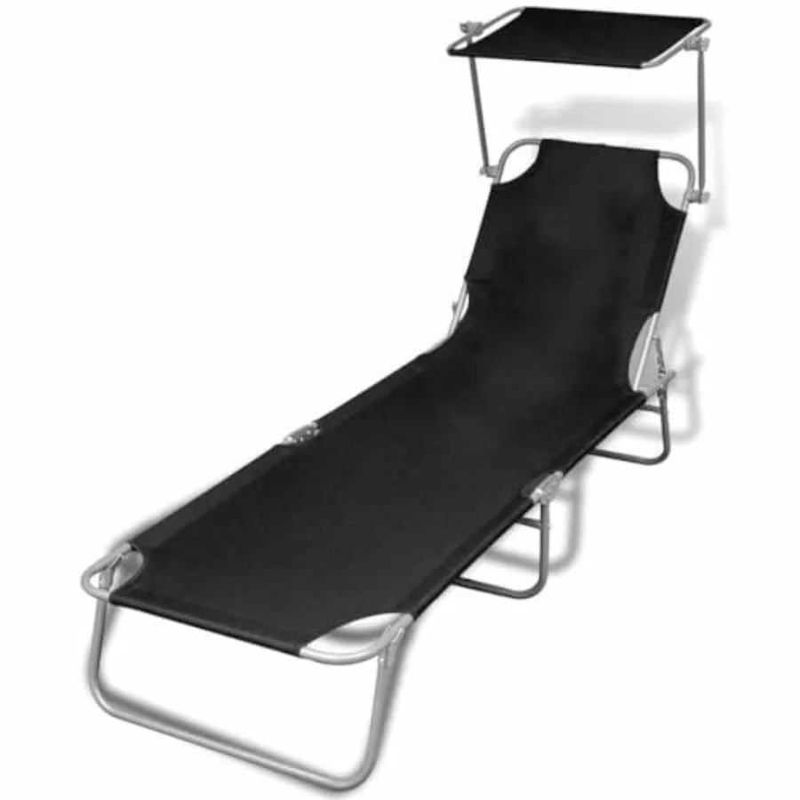 Outdoor Folding Sun Lounger with Black Powder-Coated Steel Frame and Adjustable Canopy in Polyester Fabric 22.8 x 74.4 x 10.6 i
Outdoor Folding Sun Lounger with Black Powder-Coated Steel Frame and Adjustable Canopy in Polyester Fabric 22.8 x 74.4 x 10.6 i