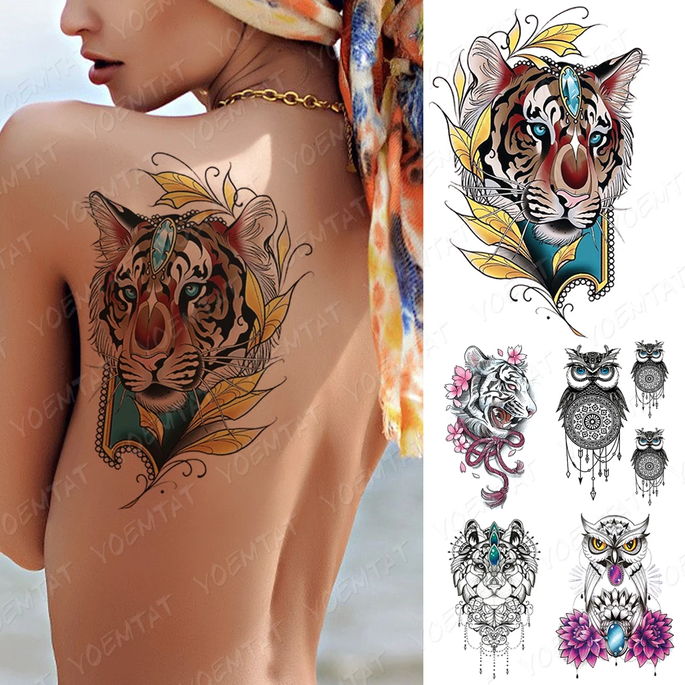 Animal Waterproof Temporary Tato Sticker Tiger Owl Gemstone Cherry Blossom Leaf Body Art Back Fake Tattoo Men Women Sexy Tattoos
Animal Waterproof Temporary Tato Sticker Tiger Owl Gemstone Cherry Blossom Leaf Body Art Back Fake Tattoo Men Women Sexy Tattoos