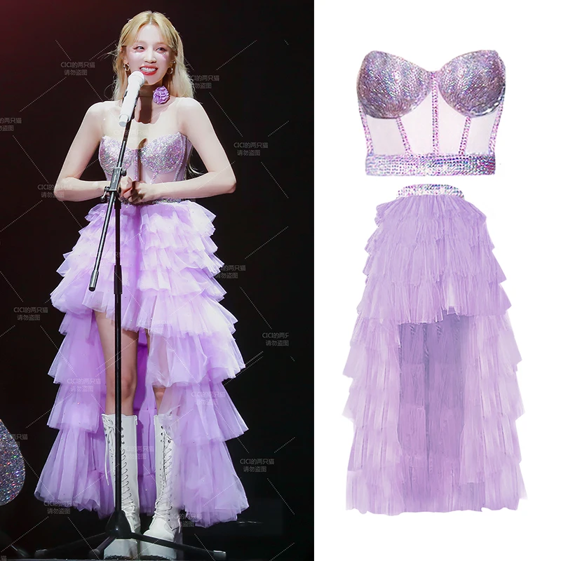 Kpop Idol Clothing Purple Crystal Tops Fairy Mesh Tutu Skirt Y2K Style Stage Costume Singer Stage Wear Jazz Dance Clothes JL5876
Kpop Idol Clothing Purple Crystal Tops Fairy Mesh Tutu Skirt Y2K Style Stage Costume Singer Stage Wear Jazz Dance Clothes JL5876