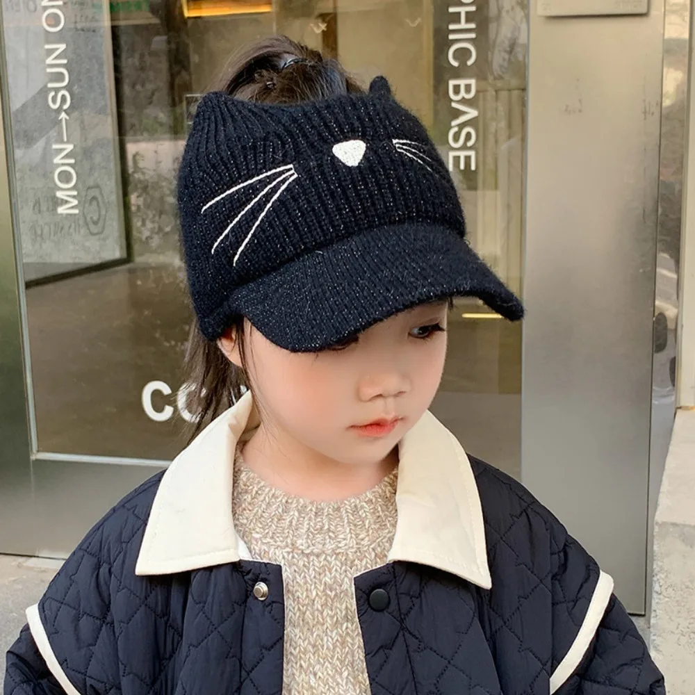 Solid Color Autumn Winter Hat Lovely Animal Cat Elastic Kids Ear Protection Hat Keep Warm Knitted Empty Top Baseball Cap
Solid Color Autumn Winter Hat Lovely Animal Cat Elastic Kids Ear Protection Hat Keep Warm Knitted Empty Top Baseball Cap