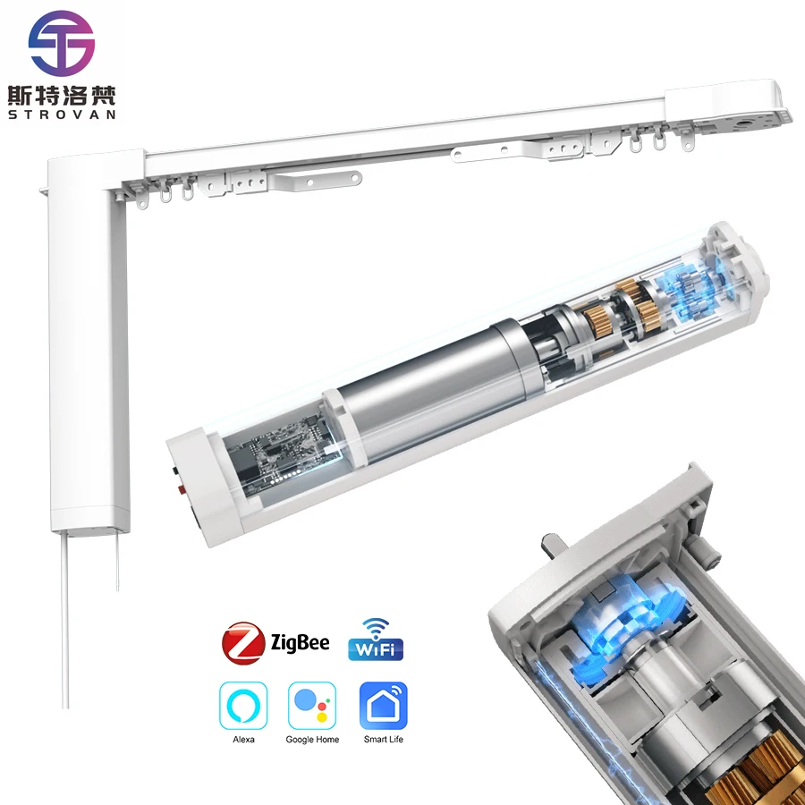 STLF Tuya Smart Home Wifi Curtain Device Automation Motorized Curtain System Remote Control Automatic Curtain Opener
STLF Tuya Smart Home Wifi Curtain Device Automation Motorized Curtain System Remote Control Automatic Curtain Opener