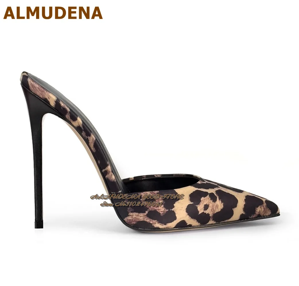 ALMUDENA Sexy Leopard Silk Cloth Closed Pointed Toe Mules Women Fashionable Modern Slippers Thin High Heel Slip-On Dress Pumps
ALMUDENA Sexy Leopard Silk Cloth Closed Pointed Toe Mules Women Fashionable Modern Slippers Thin High Heel Slip-On Dress Pumps
