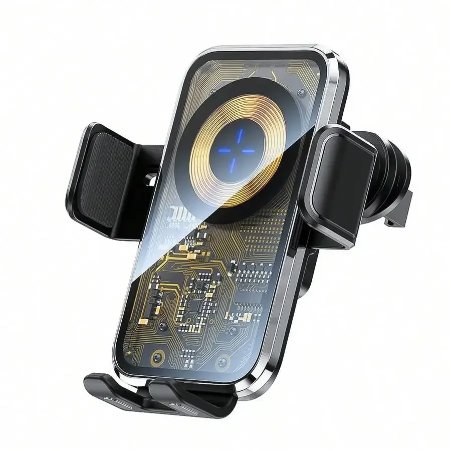 Smart Induction Wireless Car Charger Holder, 15W Fast Charge, Transparent Punk Style, Multi-Function Smartphone Holder, Automatic Adjust, Stable With Magnetic Attraction For 4.7-6.9 Inches Phone Suitable For Road Trips, Charging While Driving, One-Handed
Smart Induction Wireless Car Charger Holder, 15W Fast Charge, Transparent Punk Style, Multi-Function Smartphone Holder, Automatic Adjust, Stable With Magnetic Attraction For 4.7-6.9 Inches Phone Suitable For Road Trips, Charging While Driving, One-Handed