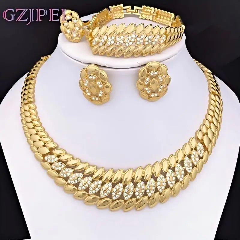 GZJPEI 4 Pcs/set Fashion Dubai 18K Gold Plated Jewelry Set Design Horse Eye Jewelry Accessories For Women Birthday Gift 2026 New
GZJPEI 4 Pcs/set Fashion Dubai 18K Gold Plated Jewelry Set Design Horse Eye Jewelry Accessories For Women Birthday Gift 2026 New