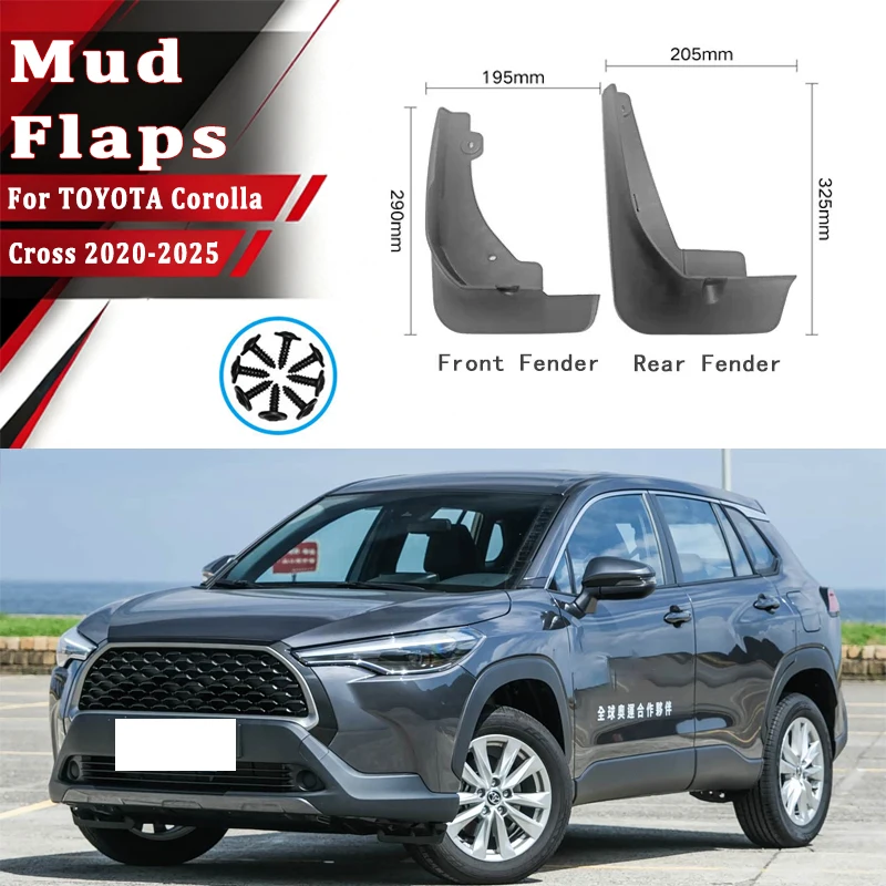 4 шт. автомобильные брызговики для TOYOTA Corolla Cross 2020-2025, автомобильные брызговики, водонепроницаемые, защита от брызг, аксессуары
4 шт. автомобильные брызговики для TOYOTA Corolla Cross 2020-2025, автомобильные брызговики, водонепроницаемые, защита от брызг, аксессуары