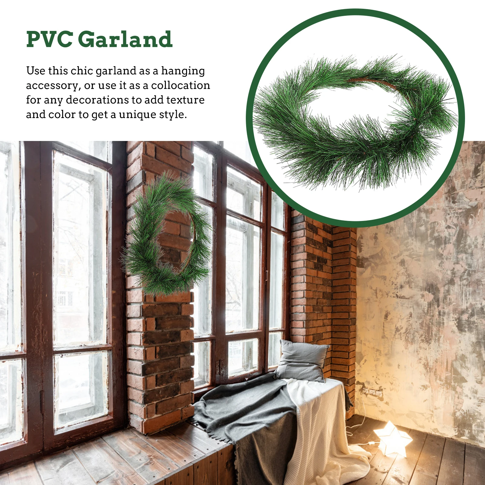 Hanging Pine Needle Ring Decoration Xmas Garland Halloween PVC Christmas Decorations
Hanging Pine Needle Ring Decoration Xmas Garland Halloween PVC Christmas Decorations