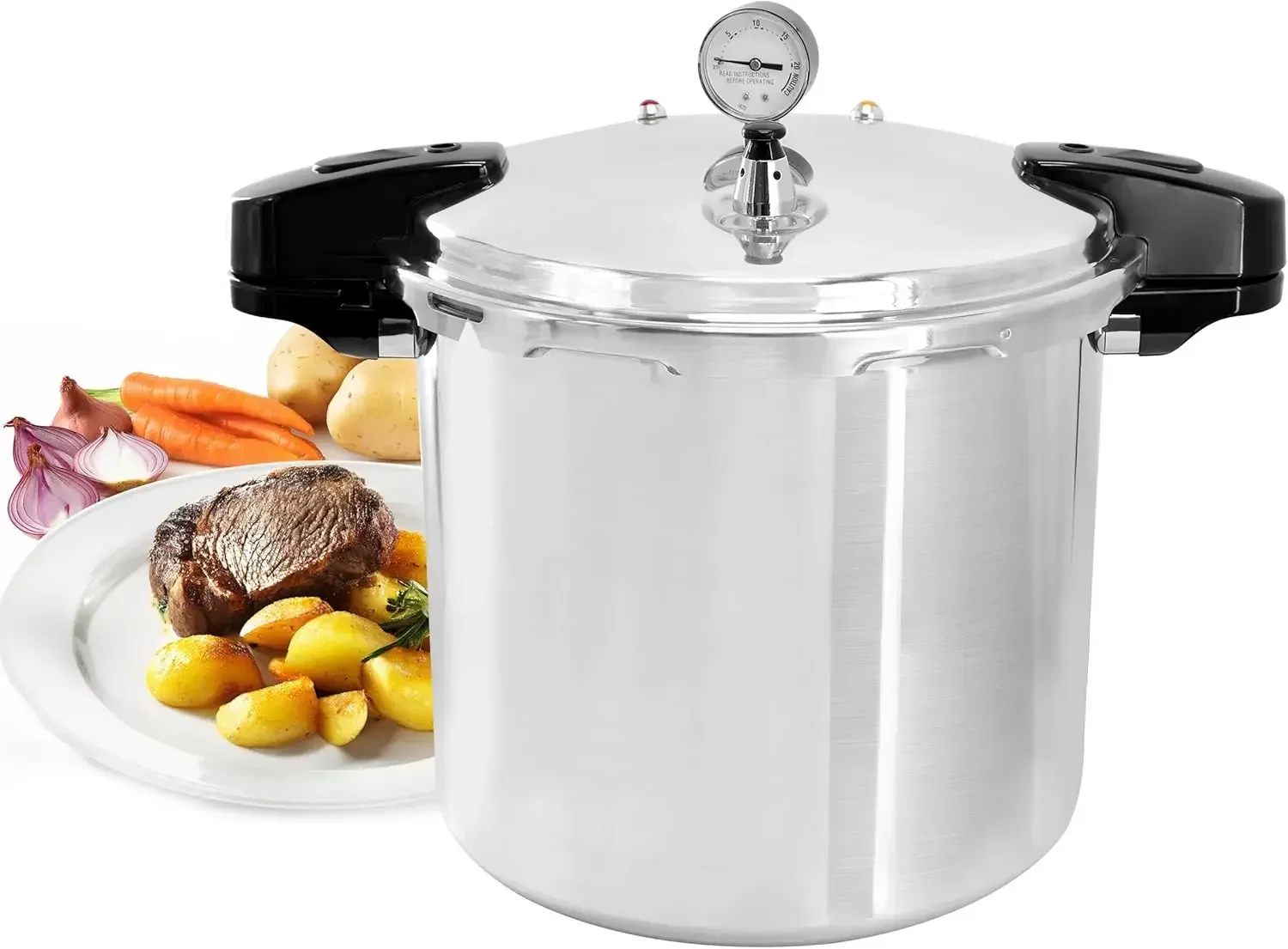 24 Quart Large Capacity Aluminum Stovetop Pressure Cooker for Induction and Gas Stove-Tops
24 Quart Large Capacity Aluminum Stovetop Pressure Cooker for Induction and Gas Stove-Tops