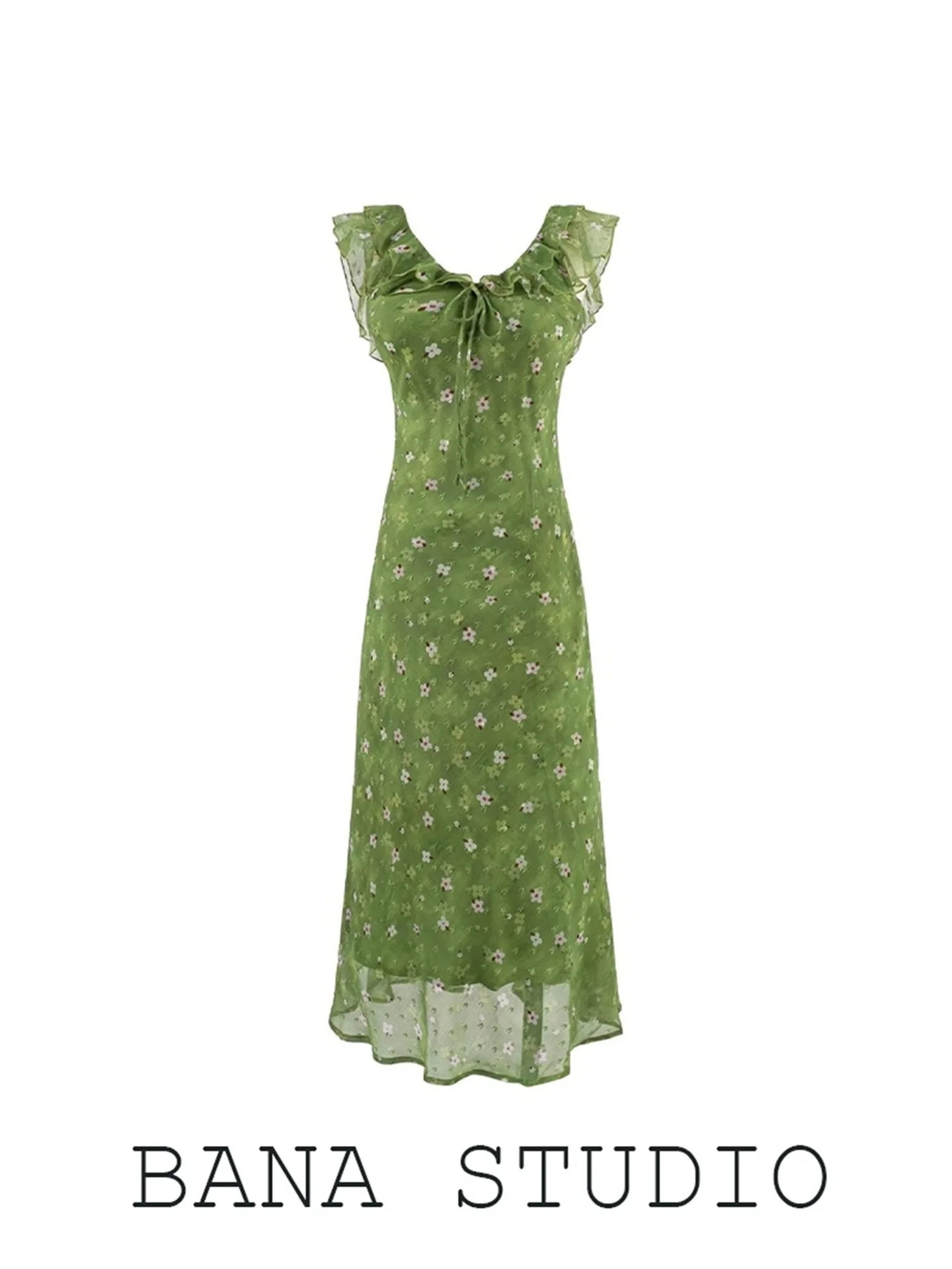 BANA Green Floral Print V-Neck Sleeveless Long Dress Women's Summer New Style Soft Polyester Fabric X-Shape Slim Fit Dress
BANA Green Floral Print V-Neck Sleeveless Long Dress Women's Summer New Style Soft Polyester Fabric X-Shape Slim Fit Dress