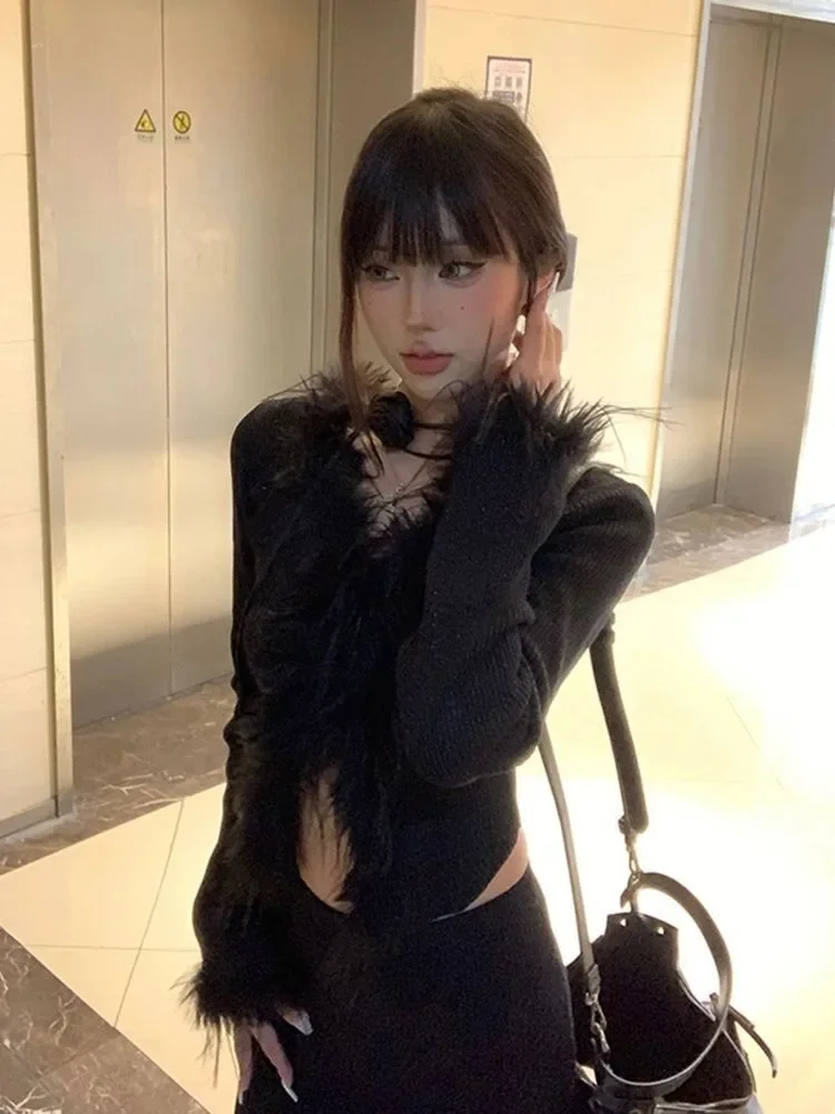 Black Fluffy V-neck Cardigans Mujer Spring Autumn Slim Fit Knitted Tops Women Long Sleeve Bottoming Sweaters
Black Fluffy V-neck Cardigans Mujer Spring Autumn Slim Fit Knitted Tops Women Long Sleeve Bottoming Sweaters