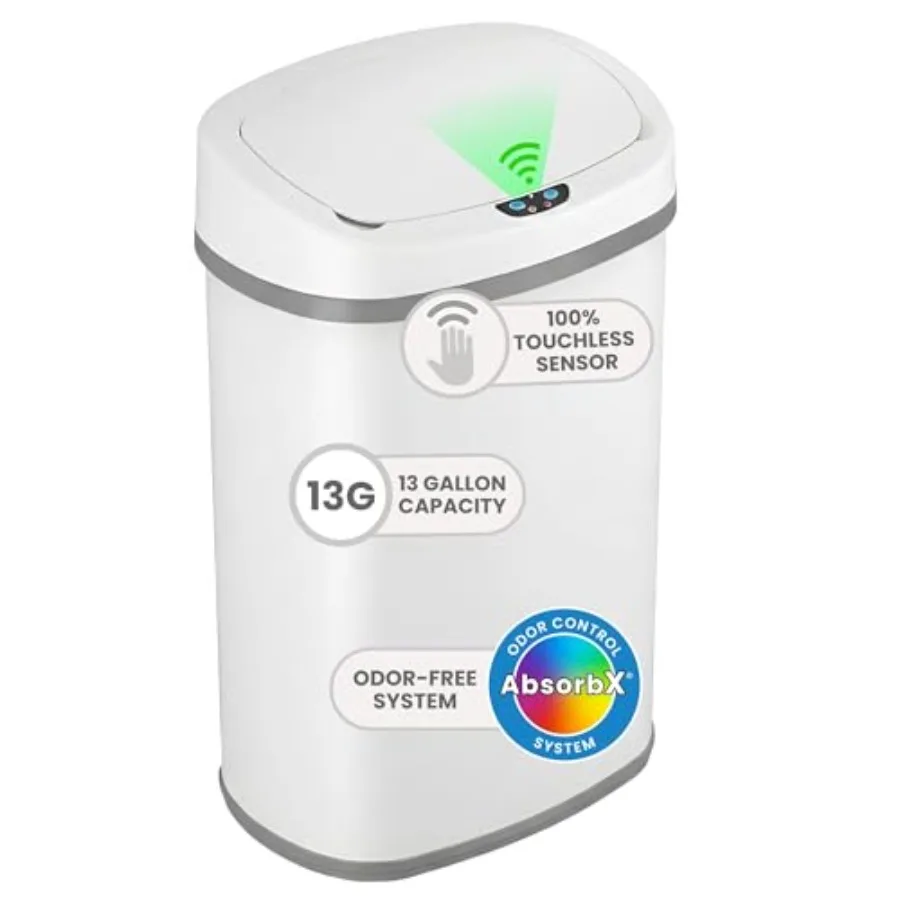 13 Gallon Oval Motion Sensor Garbage Container with Odor Filter, 50L Touchless Stainless Steel Kitchen Bin, Smart Automatic Lid
13 Gallon Oval Motion Sensor Garbage Container with Odor Filter, 50L Touchless Stainless Steel Kitchen Bin, Smart Automatic Lid