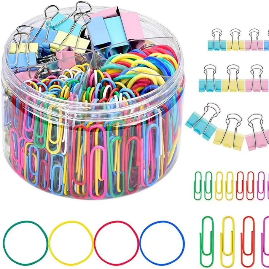 Paper Clips Binder Clips Colored Office Clips Set - Back to School Supplies- Assorted Sizes Paperclips Paper Clamps Rubber Band
Paper Clips Binder Clips Colored Office Clips Set - Back to School Supplies- Assorted Sizes Paperclips Paper Clamps Rubber Band