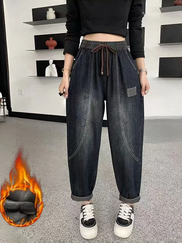 Женские джинсы-харланы Slimming Fce Lined Thi Winter Denim Loose Harlan Pants с высокой талией, утепленные флисом, из смесового хлопка и полиэстера, в стиле ретро
Женские джинсы-харланы Slimming Fce Lined Thi Winter Denim Loose Harlan Pants с высокой талией, утепленные флисом, из смесового хлопка и полиэстера, в стиле ретро