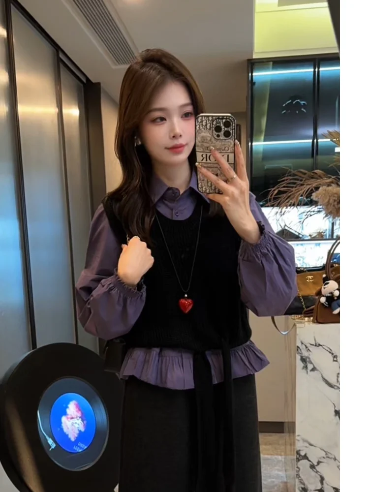 Комплект Xuanxuanchen: вязаная рубашка и жилет, осенний дизайн, повседневный стиль, с длинными рукавами, на пуговицах, женский модный комплект из двух предметов
Комплект Xuanxuanchen: вязаная рубашка и жилет, осенний дизайн, повседневный стиль, с длинными рукавами, на пуговицах, женский модный комплект из двух предметов