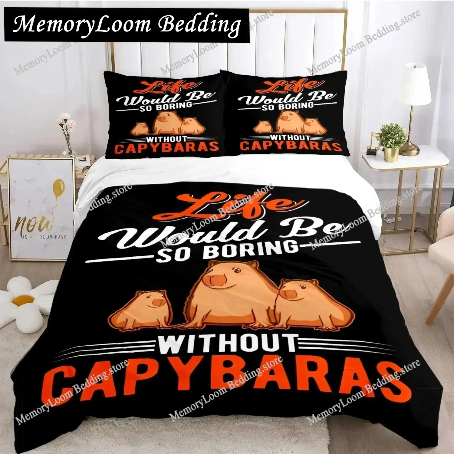 New Cozy Capybara Bedding Set Single/Twin/Full/Queen/King Size Adult Kid Bedroom Soft-Touch Duvet Cover 3D Print Bed Sheet Set
New Cozy Capybara Bedding Set Single/Twin/Full/Queen/King Size Adult Kid Bedroom Soft-Touch Duvet Cover 3D Print Bed Sheet Set