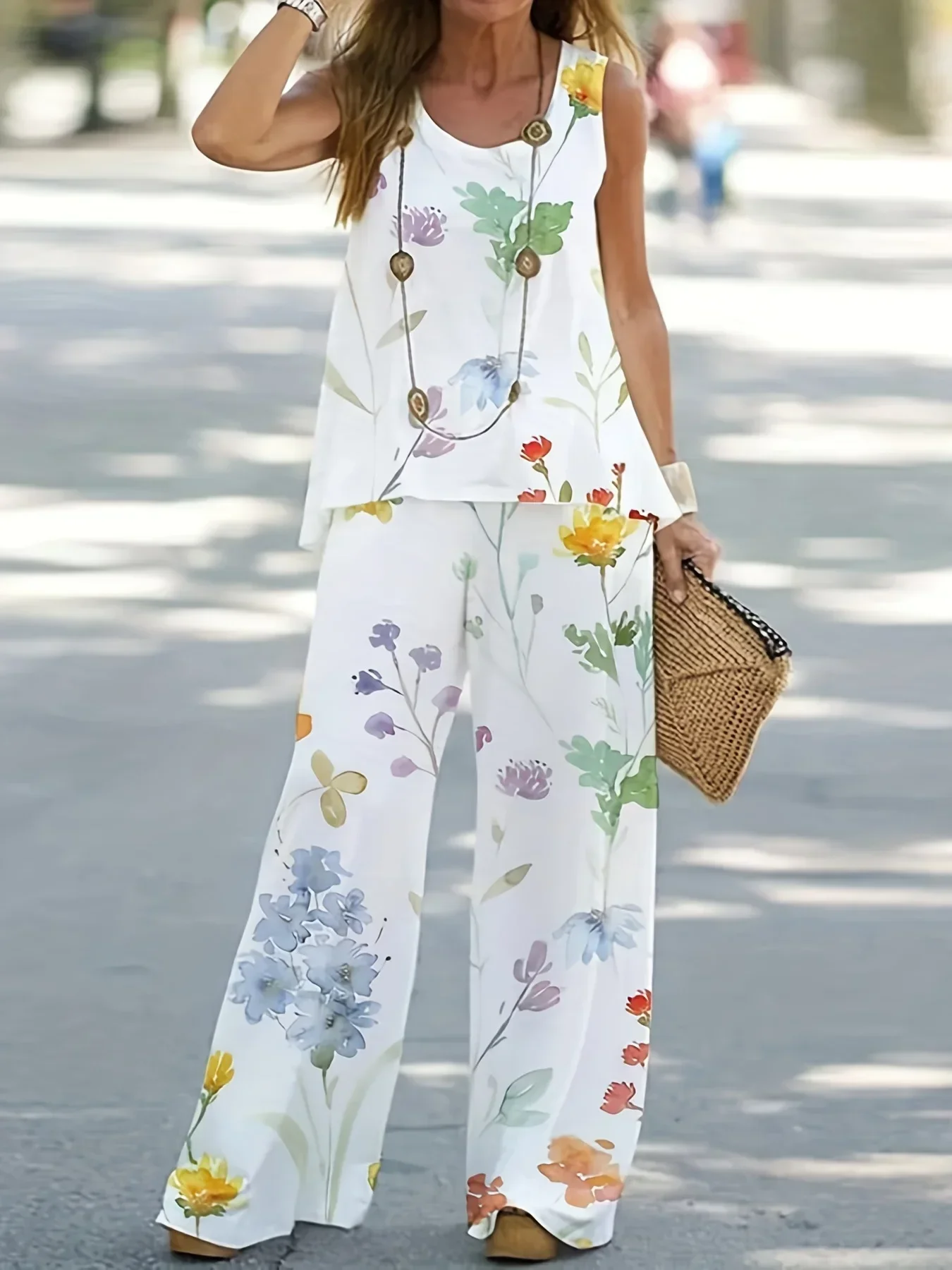 Women's 1XL-8XL Plus Size Casual Outfits Solid Round Neck Tank Top Two Piece Set Wide Leg Pants Outfits 2 Piece Set
Women's 1XL-8XL Plus Size Casual Outfits Solid Round Neck Tank Top Two Piece Set Wide Leg Pants Outfits 2 Piece Set
