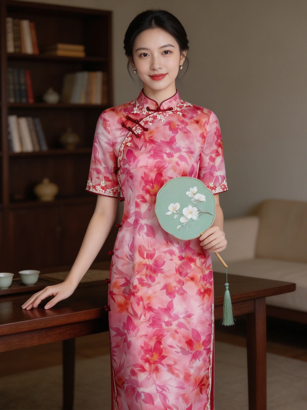 Dorabana Mom's Traditional in Pink Floral Print Breathable Polyester Daily Wear Short Sleeve Mid-Length Qipao for W...
Dorabana Mom's Traditional in Pink Floral Print Breathable Polyester Daily Wear Short Sleeve Mid-Length Qipao for W...