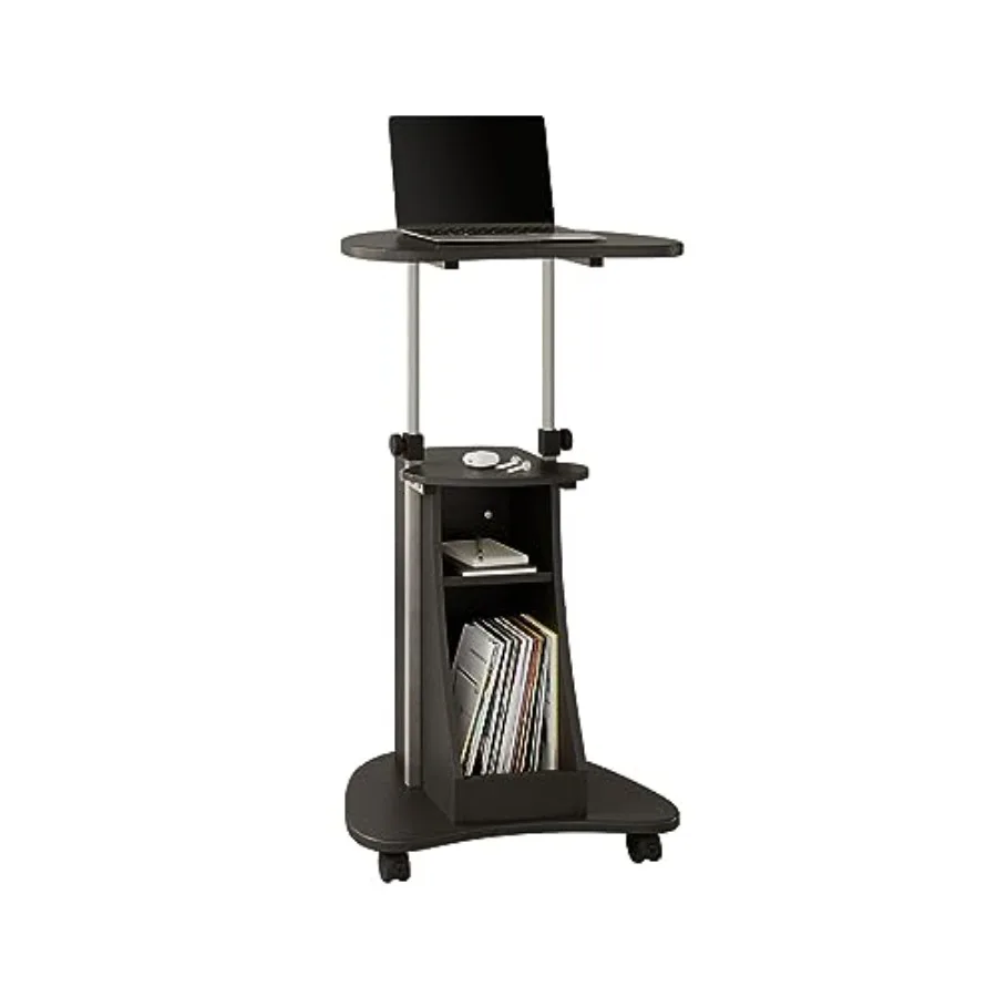 Sit-to-Stand Rolling Adjustable Height Laptop Cart with Storage for office use, graphite-colored steel frame, height-adjustable
Sit-to-Stand Rolling Adjustable Height Laptop Cart with Storage for office use, graphite-colored steel frame, height-adjustable