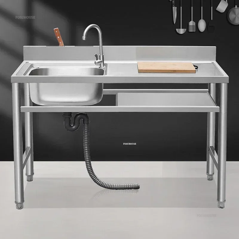 Commercial Outdoor Dishwashing Sink Bold Stainless Steel Kitchen Sinks Home Floor Countertop Integrated Double Sink with Bracket
Commercial Outdoor Dishwashing Sink Bold Stainless Steel Kitchen Sinks Home Floor Countertop Integrated Double Sink with Bracket