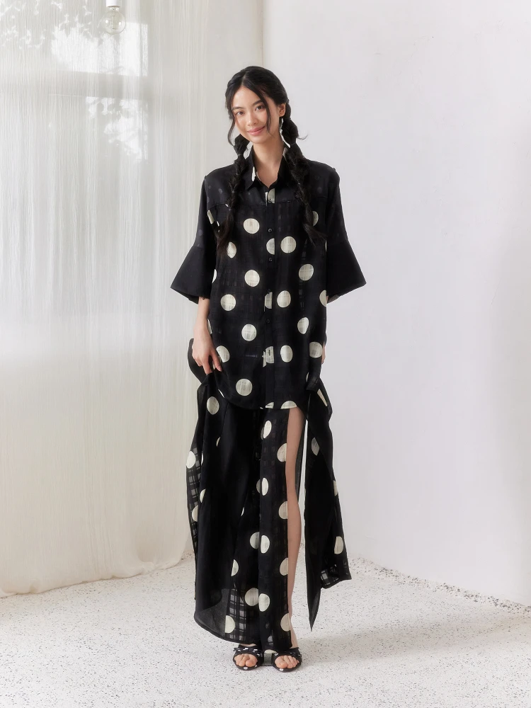 Bla Polka Dot Plaid Splicing Loose Seven Sve irt Original Design Summer Sle Women's Faion Casual irt
Bla Polka Dot Plaid Splicing Loose Seven Sve irt Original Design Summer Sle Women's Faion Casual irt