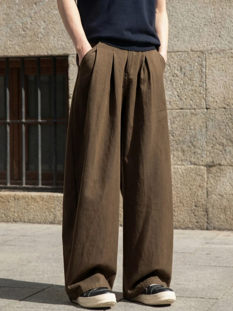 Men's Basic Washed Straight-Leg Trousers in Vintage-Style Drape, Minimalist Pure Cotton Casual Wear
Men's Basic Washed Straight-Leg Trousers in Vintage-Style Drape, Minimalist Pure Cotton Casual Wear