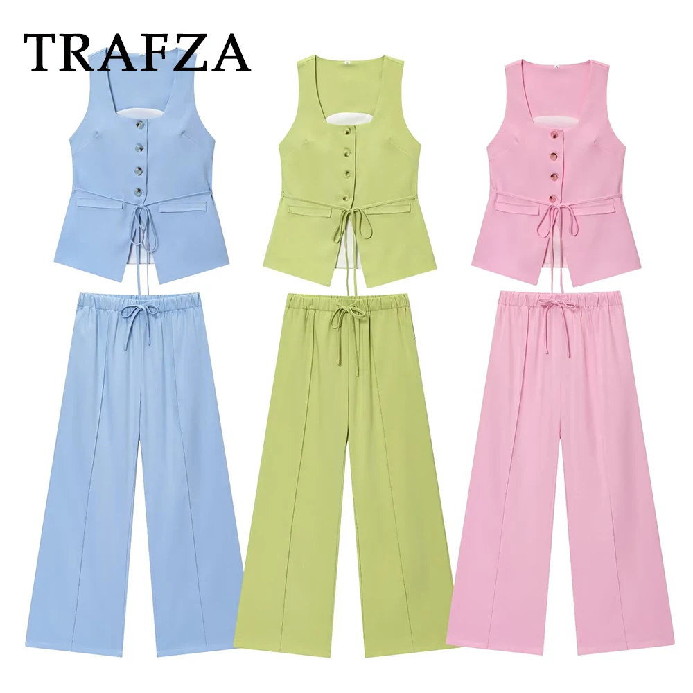 TRAFZA Chic Casual Green Fashion 2025 Woman Suit Single Breasted Lace-up Vest+Wide Leg Long Pants Streetwear Y2K Party Mujer Set
TRAFZA Chic Casual Green Fashion 2025 Woman Suit Single Breasted Lace-up Vest+Wide Leg Long Pants Streetwear Y2K Party Mujer Set