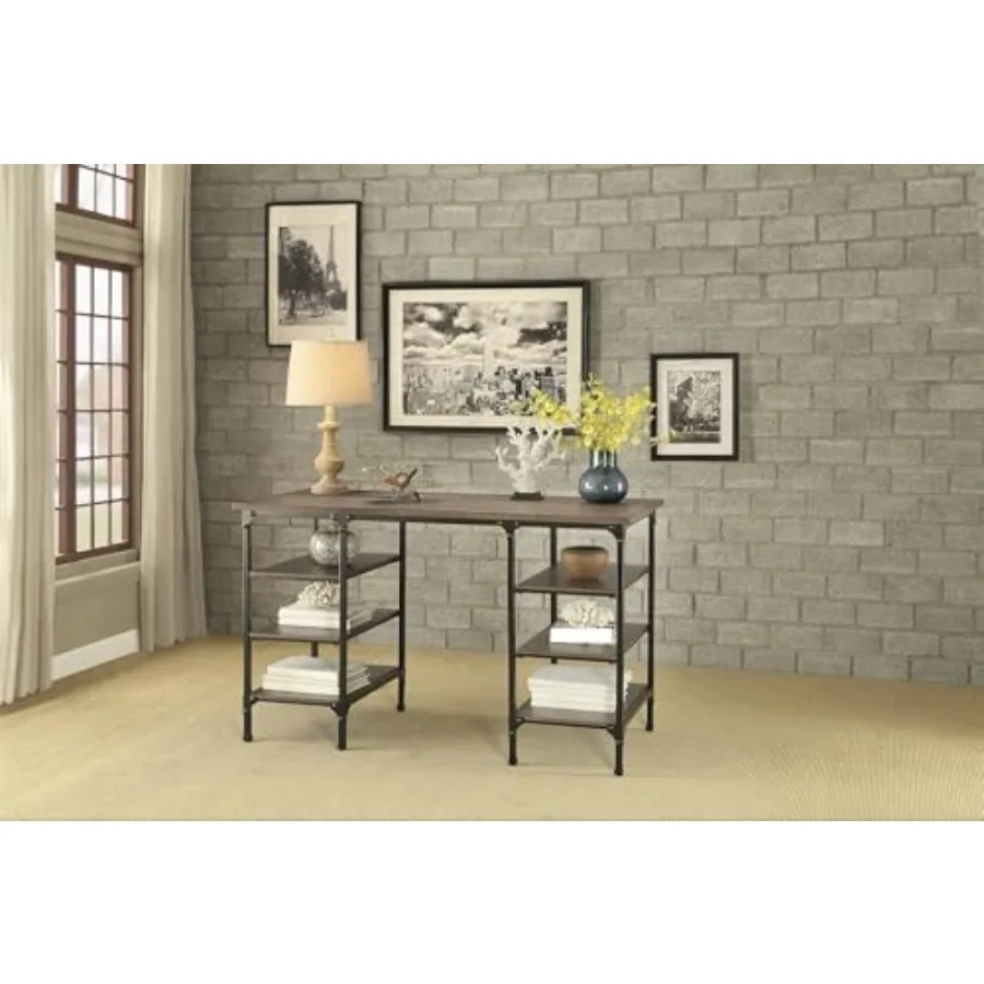 Modern Traditional Aesthetic 1pc Counter Height Writing Desk with 4/ Natural Finish and Rustic Black Metal Finish
Modern Traditional Aesthetic 1pc Counter Height Writing Desk with 4/ Natural Finish and Rustic Black Metal Finish