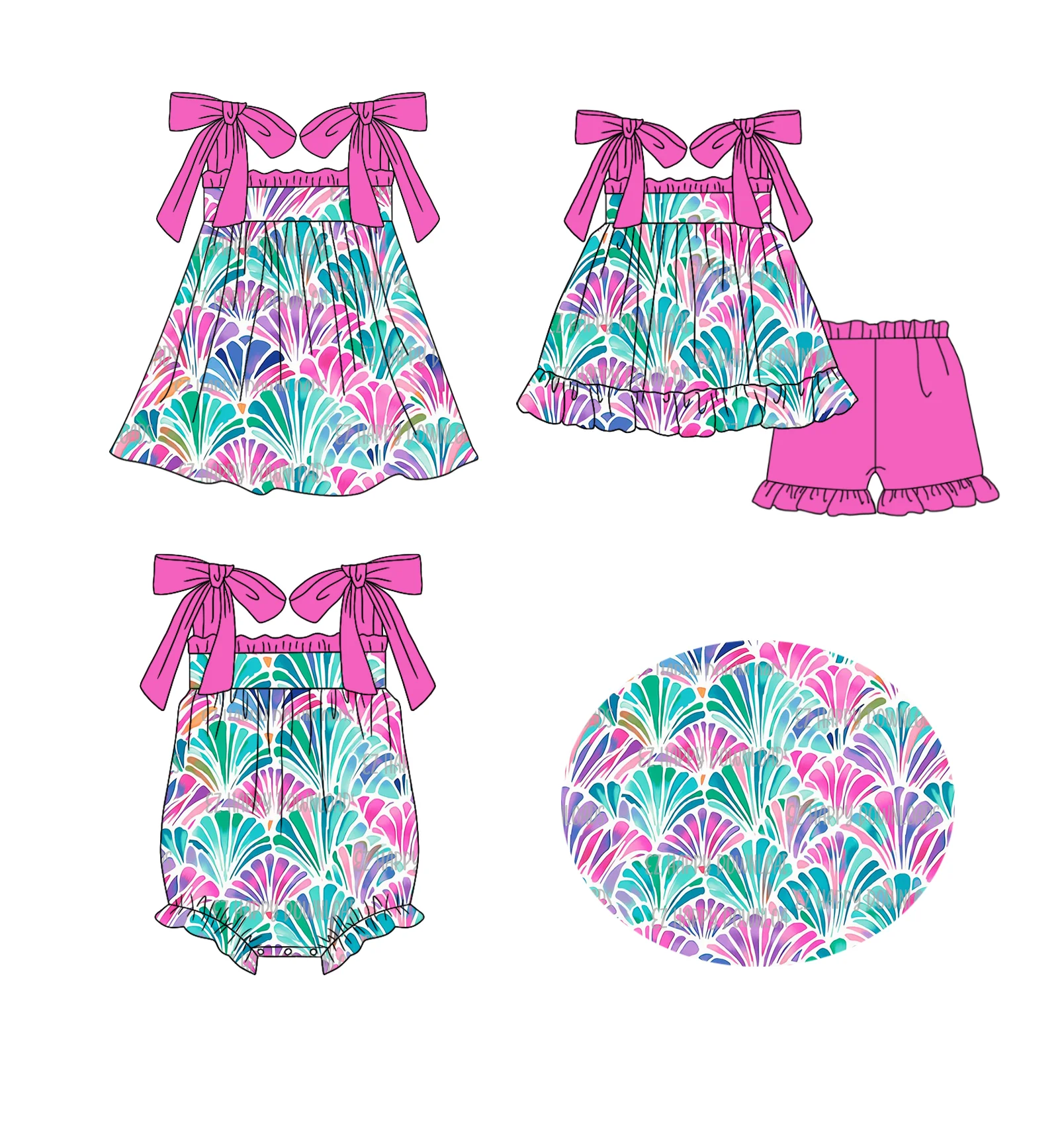 Summer children's matching set for baby girl milk silk bow tie design colorful print
Summer children's matching set for baby girl milk silk bow tie design colorful print