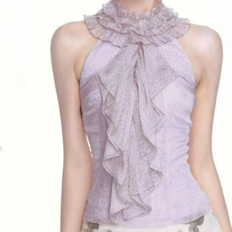 2026 Romantic Summer Pure Desire Spice Girl Style Ruffled Purple Leopard Print Halter Top Sequined Butterfly Skirt Set for Women
2026 Romantic Summer Pure Desire Spice Girl Style Ruffled Purple Leopard Print Halter Top Sequined Butterfly Skirt Set for Women