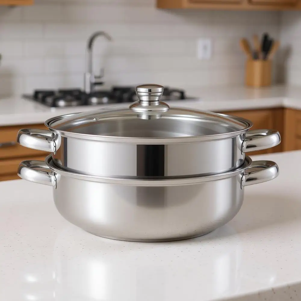 6.0 Quart Stainless Steel 2-Tier Steamer Pot for Cooking Vegetables, Seafood, Soups, Stews and Pasta, 11.4 x 6.6 inch
6.0 Quart Stainless Steel 2-Tier Steamer Pot for Cooking Vegetables, Seafood, Soups, Stews and Pasta, 11.4 x 6.6 inch