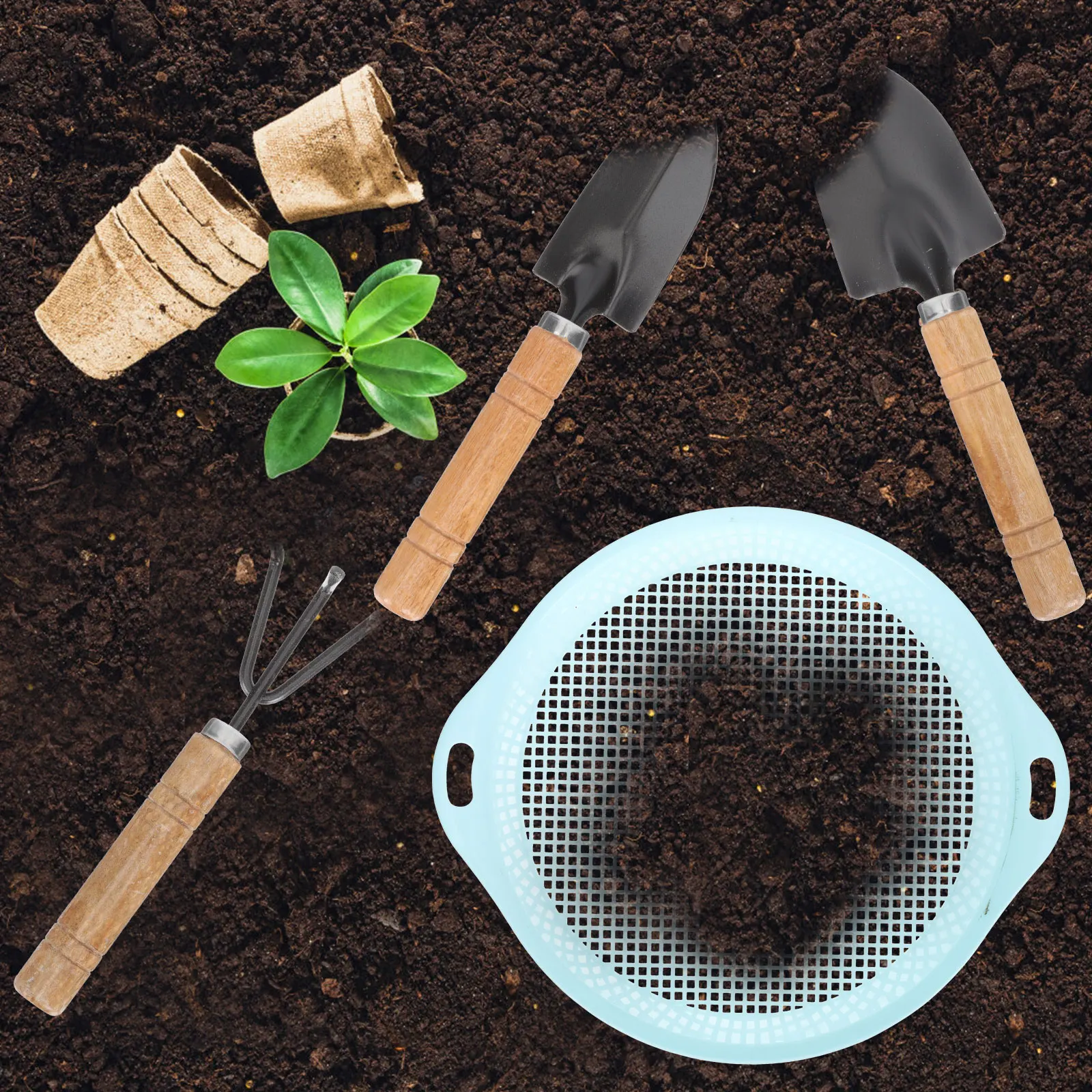 Gardening Tools Set Durable Wooden Handle Shovel Rake Sifter Soil Loosening Planting Digging Tool Lightweight Portable Small
Gardening Tools Set Durable Wooden Handle Shovel Rake Sifter Soil Loosening Planting Digging Tool Lightweight Portable Small