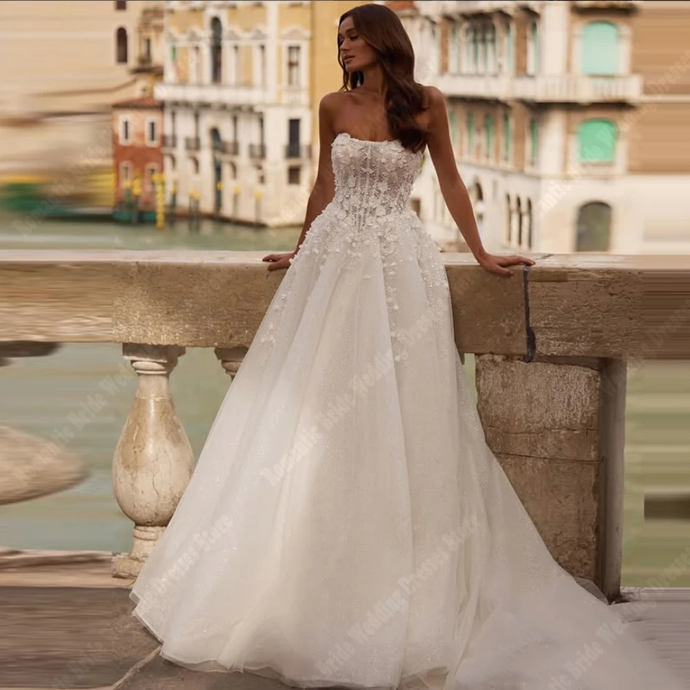 Sexy Strapless Sleeveless Women Wedding Dresses Princess Elegant A-Line Engagement Bride Gowns Ball Vestidos De Novia Customized
Sexy Strapless Sleeveless Women Wedding Dresses Princess Elegant A-Line Engagement Bride Gowns Ball Vestidos De Novia Customized