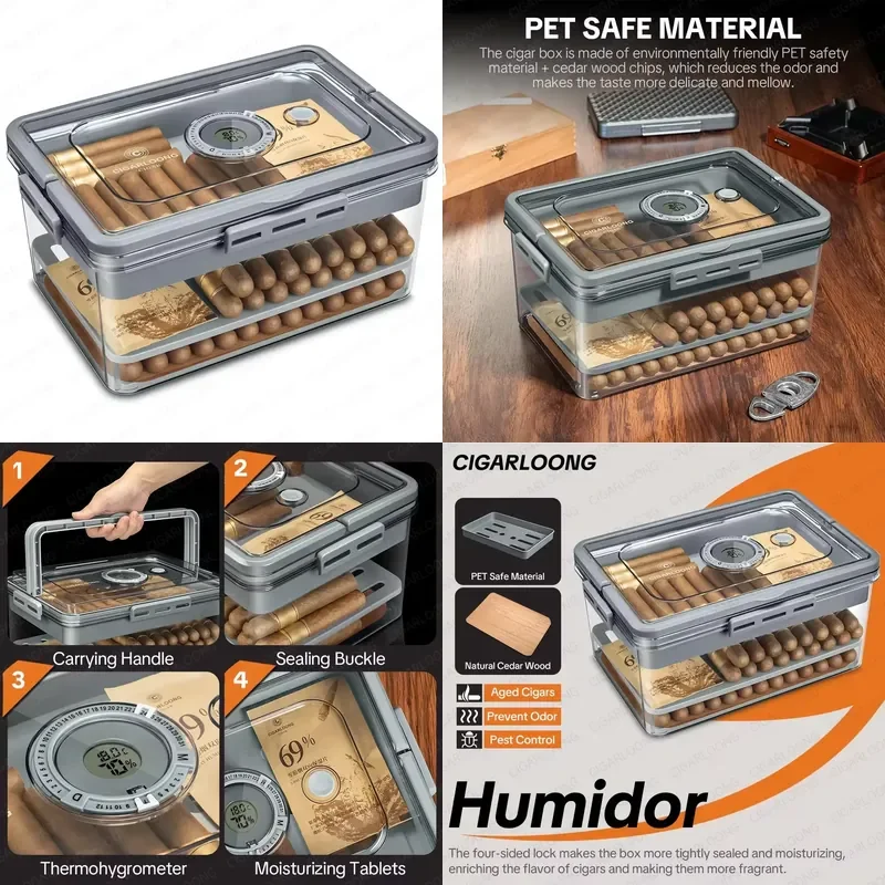 【CHIMU HOME】 Portable Handheld Acrylic Cigar Humidor with Wood Chips and Moisturizing Bag for CIGARLOONG High Capacity
【CHIMU HOME】 Portable Handheld Acrylic Cigar Humidor with Wood Chips and Moisturizing Bag for CIGARLOONG High Capacity