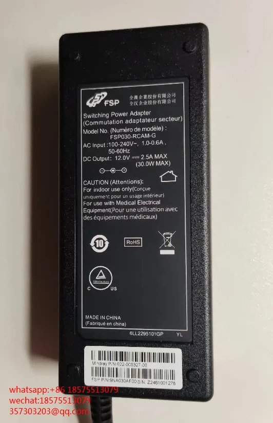 For Mindray FSP030-RCAM-G N1/T1 Switching Power Adapter 6LL2295101GP 100-24V 1.0-0.6A 50-60Hz New 1 Piece
For Mindray FSP030-RCAM-G N1/T1 Switching Power Adapter 6LL2295101GP 100-24V 1.0-0.6A 50-60Hz New 1 Piece