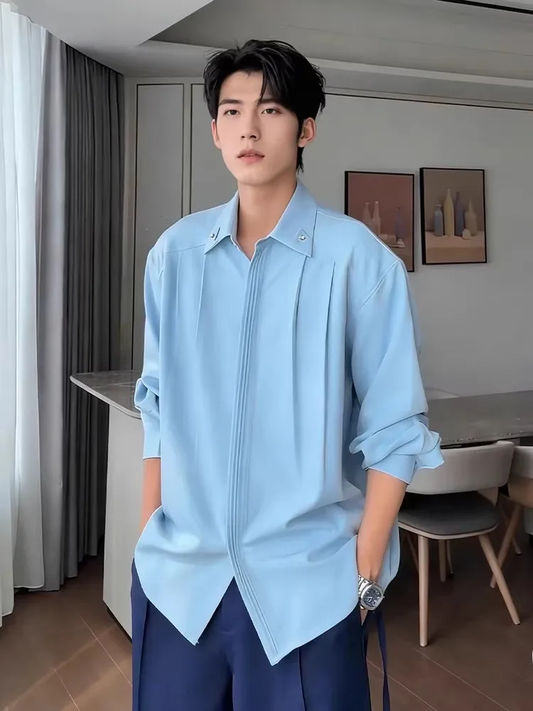 Blue Folded Long Sleeve Shirt Men's Spring Fashion Cleanfit High-End Feeling Casual Style Button up Coat Youth Standard Fit
Blue Folded Long Sleeve Shirt Men's Spring Fashion Cleanfit High-End Feeling Casual Style Button up Coat Youth Standard Fit
