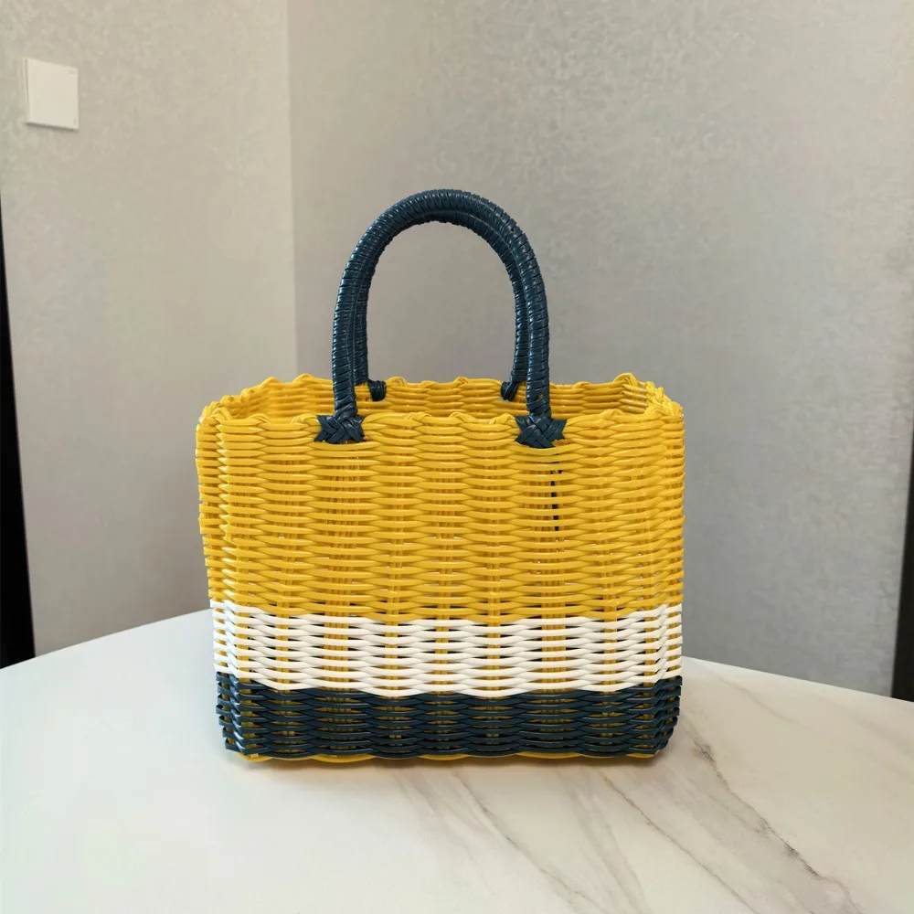 New Imitation Rattan Storage Basket Square with Handle Hanging Baskets Hand-woven Plastic Woven Handbag Flower
New Imitation Rattan Storage Basket Square with Handle Hanging Baskets Hand-woven Plastic Woven Handbag Flower