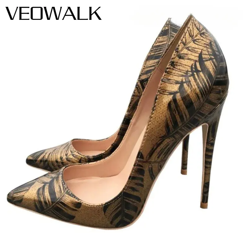 Veowalk Women's Metallic Gold Pattern Pumps Black Floral Print Pointed Toe Stiletto High Heels for Cocktail Party Formal Wear
Veowalk Women's Metallic Gold Pattern Pumps Black Floral Print Pointed Toe Stiletto High Heels for Cocktail Party Formal Wear
