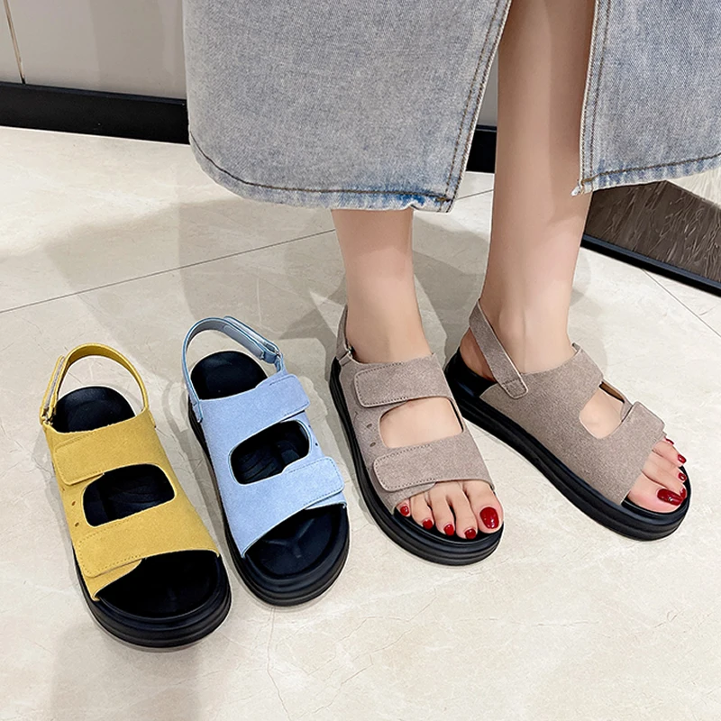 Summer New Roman Style Thick Bottom Sandals Women's Slip-On Beach Shoes Retro Magic Tape Strap Buckle Flat Heel Ladies Sandals
Summer New Roman Style Thick Bottom Sandals Women's Slip-On Beach Shoes Retro Magic Tape Strap Buckle Flat Heel Ladies Sandals