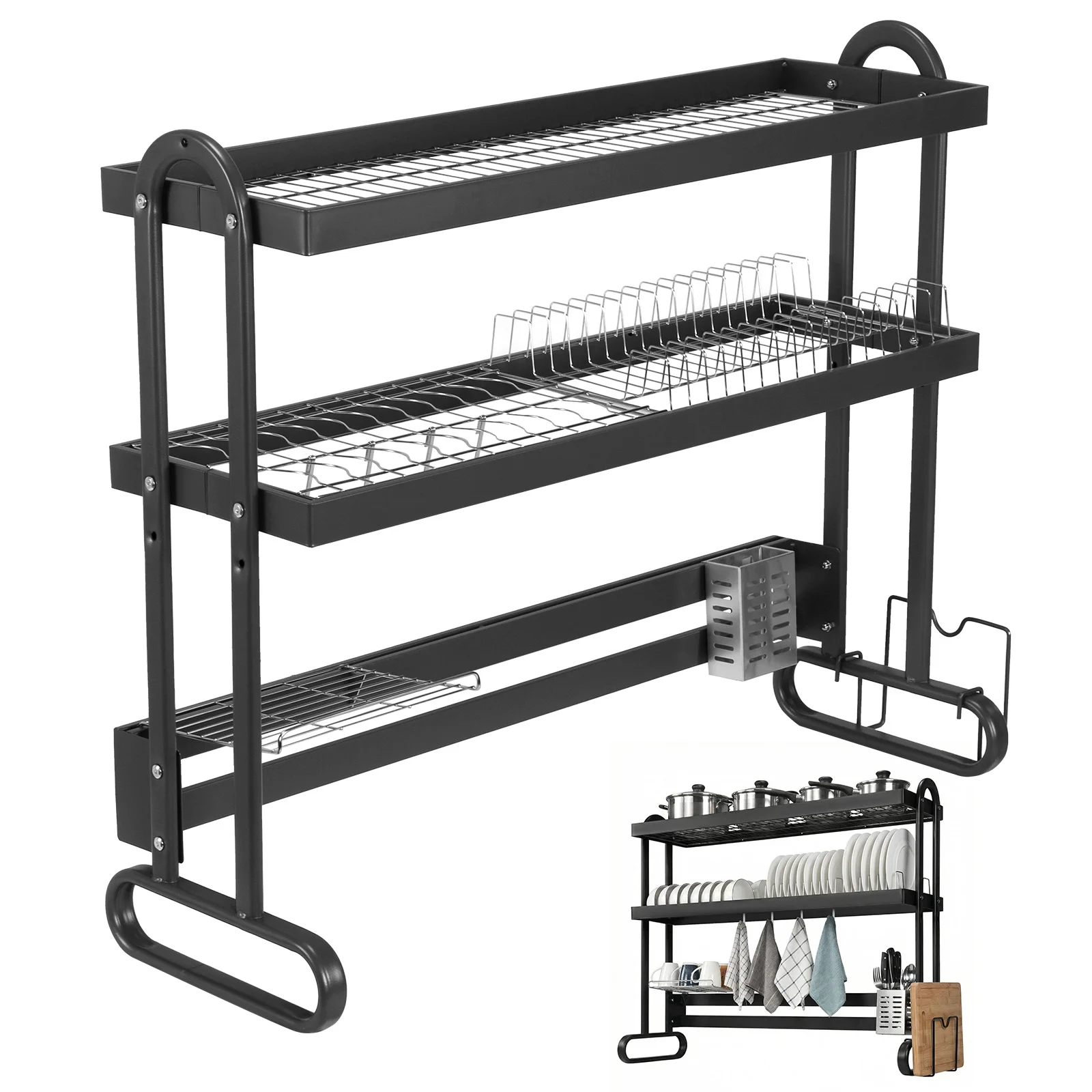 Kitchen Counter Dishrack with Utensil Holder Household Dish Strainers Thickened Sink Rack for Draining & Storing Dishes
Kitchen Counter Dishrack with Utensil Holder Household Dish Strainers Thickened Sink Rack for Draining & Storing Dishes
