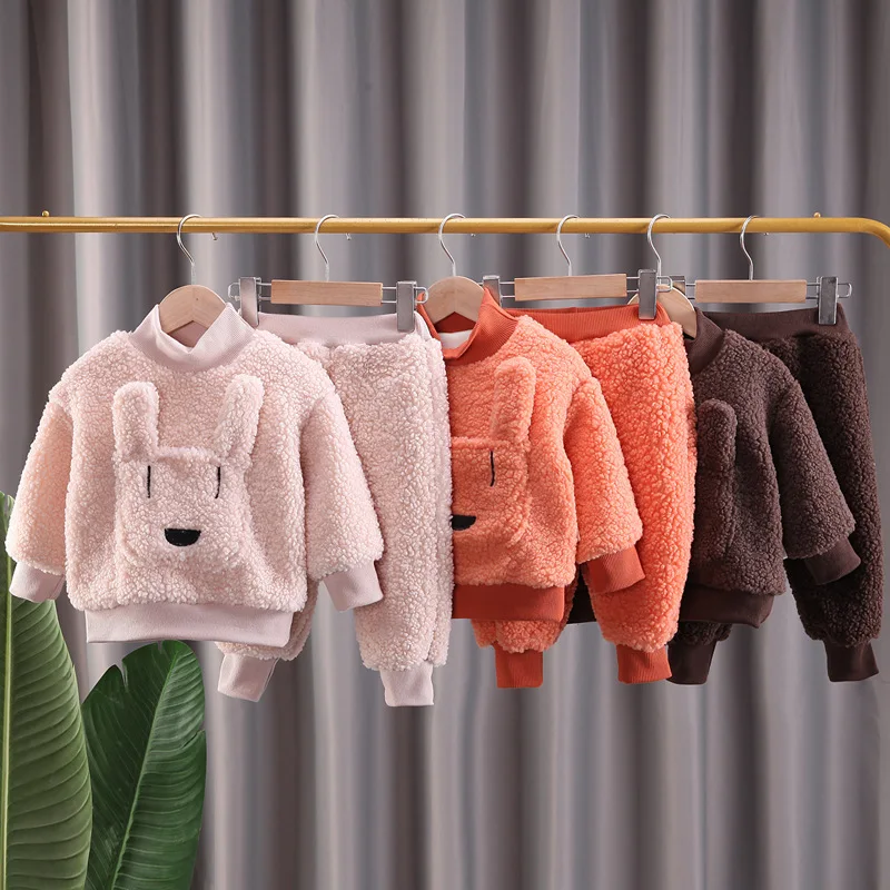 Girls Boys Plus Fleece Thick Clothes Set Winter Children Cartoon Cute Rabbit Lamb Wool Outfits Baby Warm Soft Hoodies Pants 2PCS
Girls Boys Plus Fleece Thick Clothes Set Winter Children Cartoon Cute Rabbit Lamb Wool Outfits Baby Warm Soft Hoodies Pants 2PCS