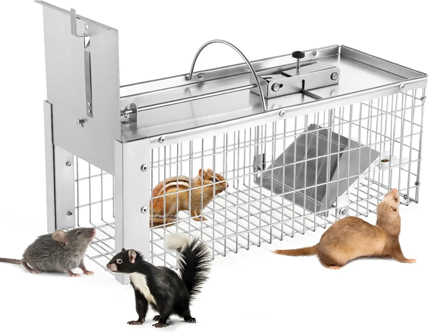 Humane Live Animal Cage Trap for Rats, Mice, Chipmunks, Weasels and Rodents - Indoor Outdoor Use
Humane Live Animal Cage Trap for Rats, Mice, Chipmunks, Weasels and Rodents - Indoor Outdoor Use