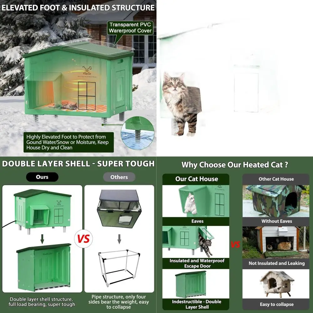 Durable, Waterproof Outdoor Heated Cat Shelter for Winter, Insulated for Feral Cats, 22x17x19.7
Durable, Waterproof Outdoor Heated Cat Shelter for Winter, Insulated for Feral Cats, 22x17x19.7