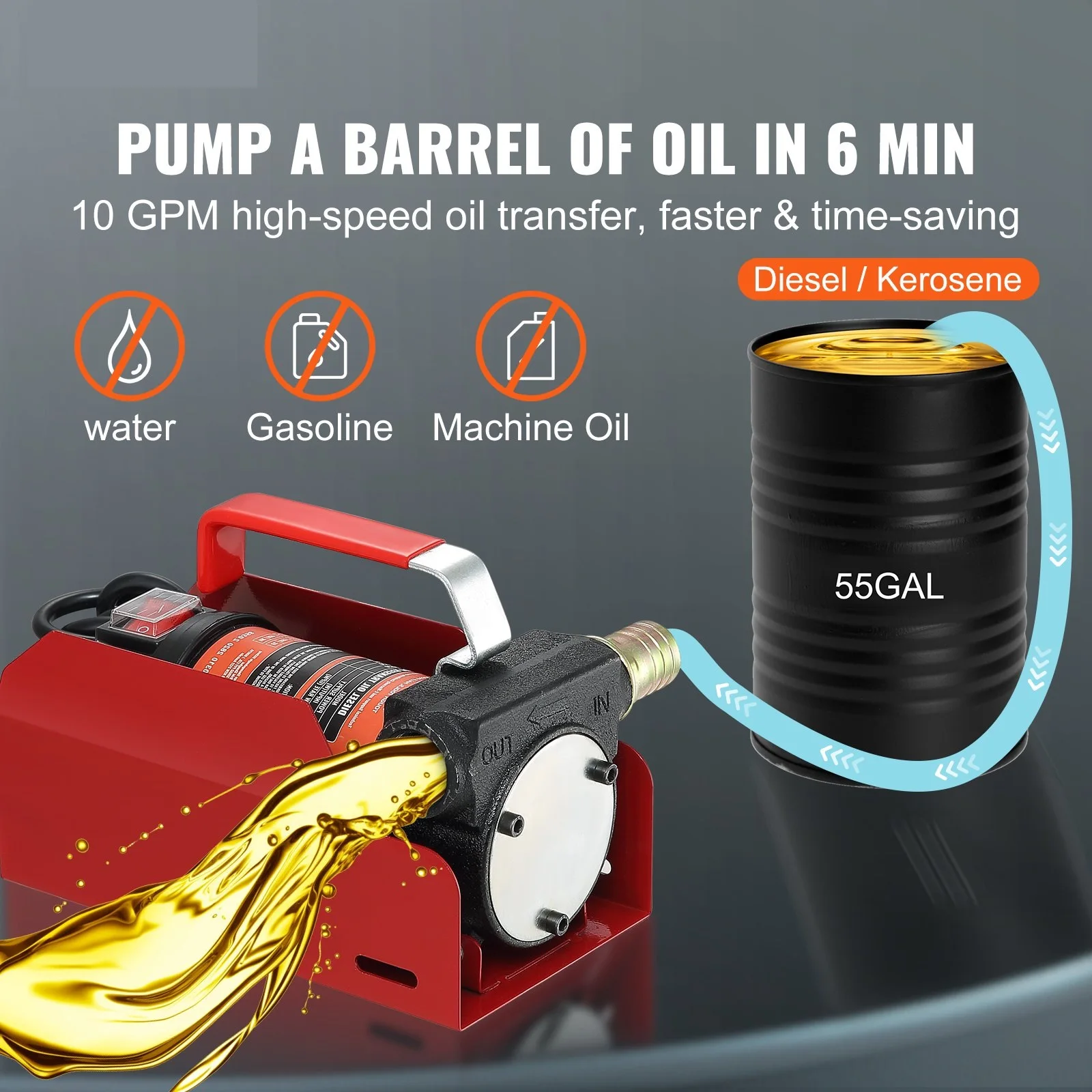 Fuel Transfer Pump Kit,10 GPM 12V DC Portable Electric Self-Priming Fuel Transfer Extractor Pump Kit Automatic Shut-off
Fuel Transfer Pump Kit,10 GPM 12V DC Portable Electric Self-Priming Fuel Transfer Extractor Pump Kit Automatic Shut-off