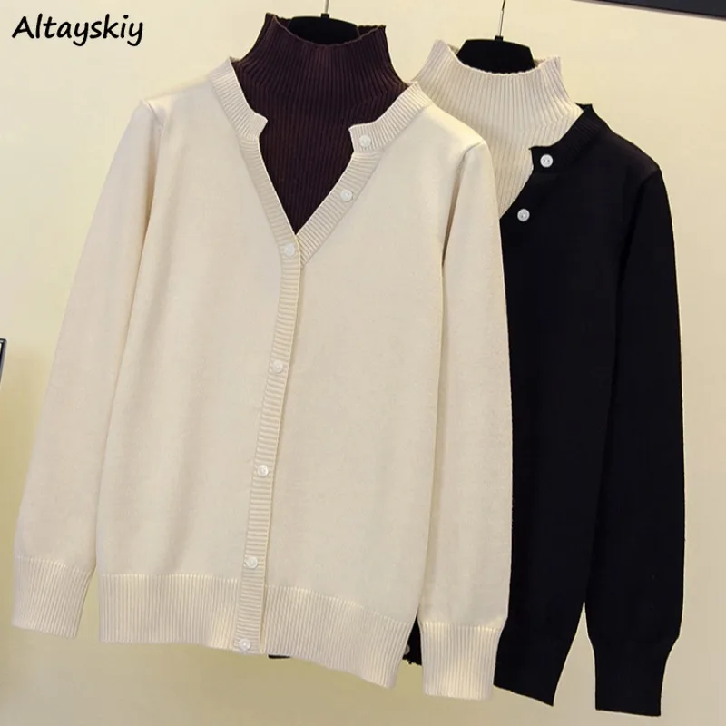 Pullovers Women Korean Fashion Sweater Tender Layering Patchwork Panelled Turtleneck Elegant Female All-match Autumn Ins
Pullovers Women Korean Fashion Sweater Tender Layering Patchwork Panelled Turtleneck Elegant Female All-match Autumn Ins