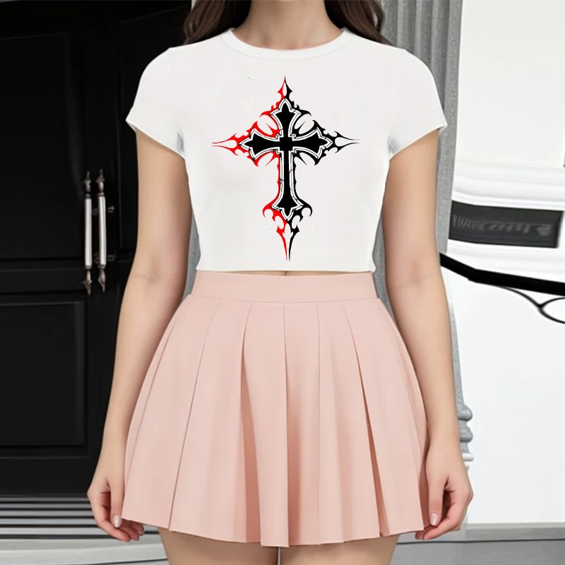 2025 T-shirt Cross Pattern Dark American Gothic Style Fashionable Punk Hot Umbilical T-shirt
2025 T-shirt Cross Pattern Dark American Gothic Style Fashionable Punk Hot Umbilical T-shirt