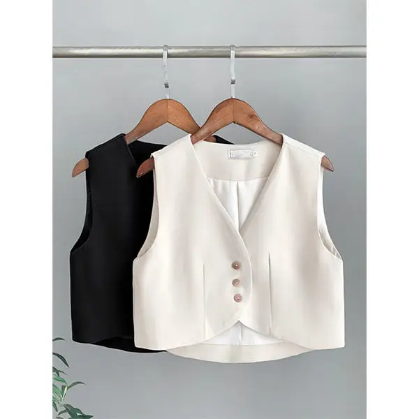 Vests Women Solid Elegant Fashion Korean Style All-match Streetwear Casual Popular Single Breasted V-neck Office Lady E5341
Vests Women Solid Elegant Fashion Korean Style All-match Streetwear Casual Popular Single Breasted V-neck Office Lady E5341